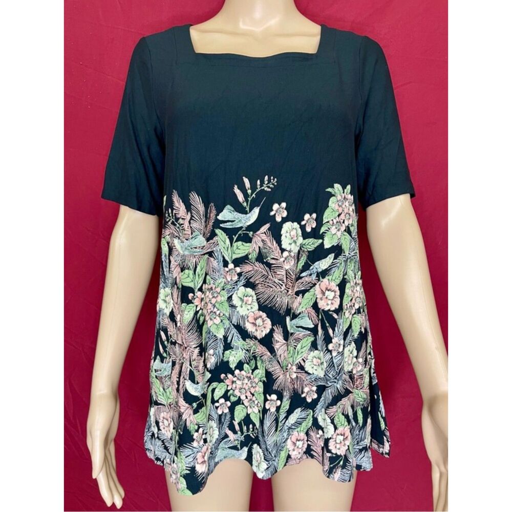 J Jill Wearever Floral Hummingbird Tunic XSP NWOT